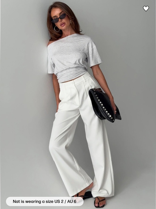 Princess Polly Pants - Prince White High-Waist Wide-Leg Trousers